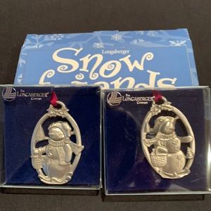 Longaberger 1999 "Snow Friends" Pewter Ornaments in Original Boxes